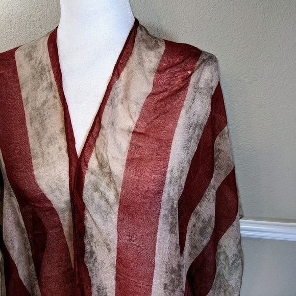 American Patriot Distressed Flag Sheer Shawl w Tassels NWT - Picture 3 of 8